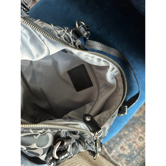 Coach Shoulder Bag Purse Tri Color Signature Alexandra Satchel Black Grey - Picture 13 of 16